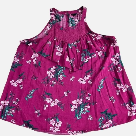 Torrid Floral Ruffle Blouse - Magenta - Picture 4 of 5